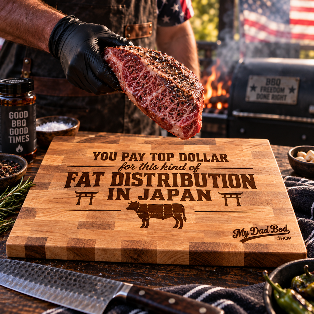 Fat Distribution in Japan – Engraved Maple Cutting Board